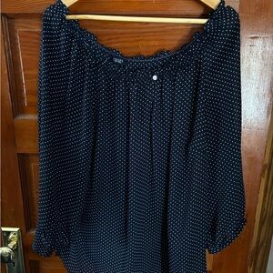 Chaps Navy Blouse with White Dots